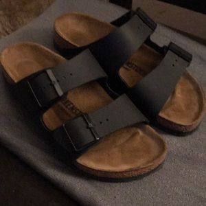 BIRKENSTOCK ARIZONA SOFT BED SANDALS IN BLACK